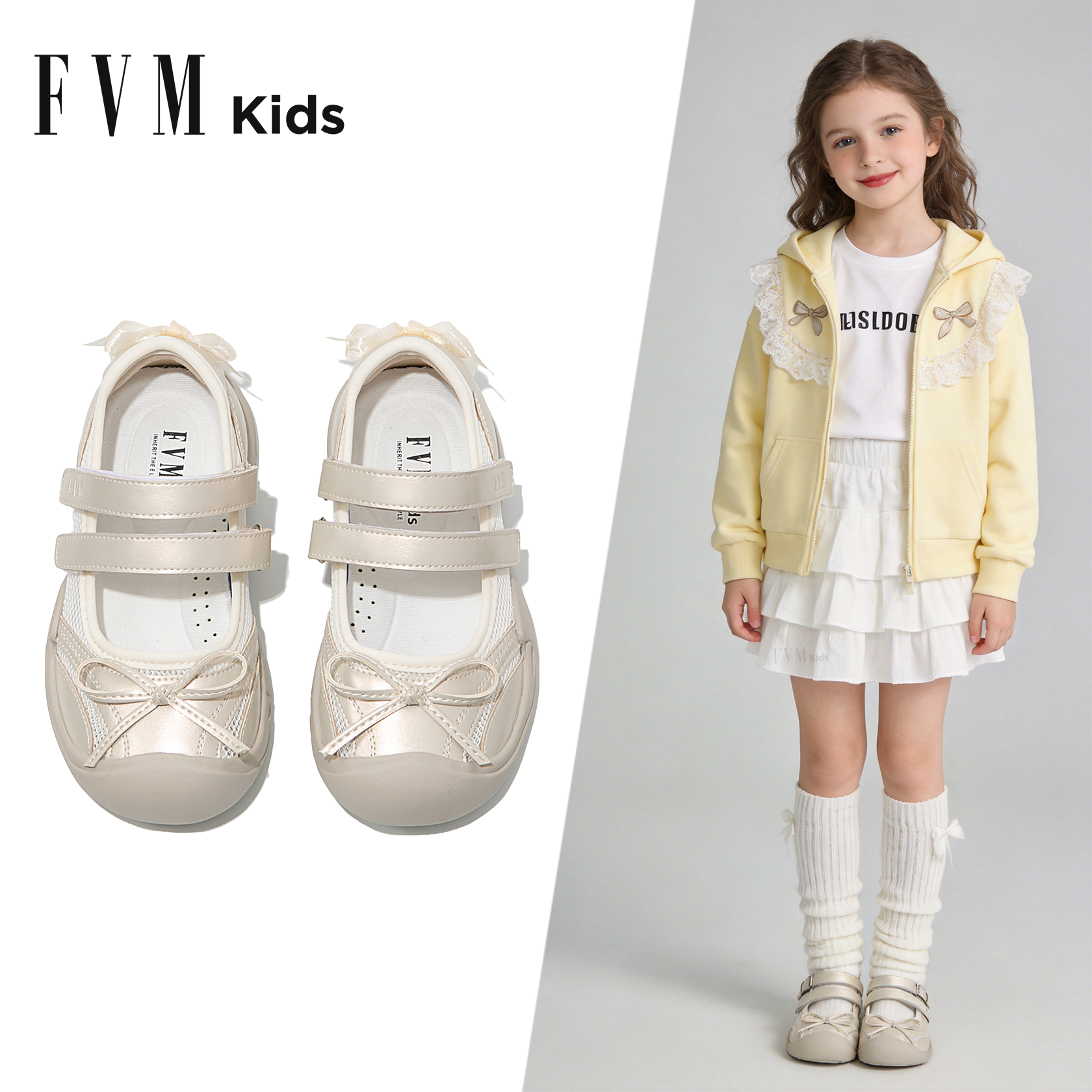 FVM女童鞋子儿童公主小白鞋夏季夏款女宝2026新款大童软底洋气
