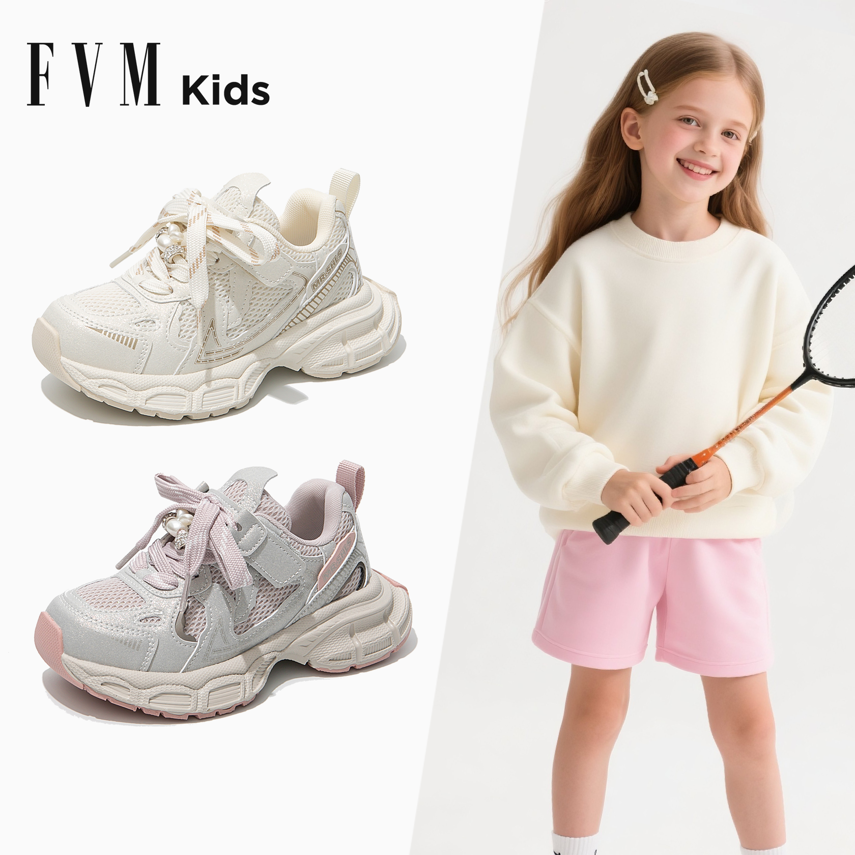 FVM女童鞋子儿童运动板鞋