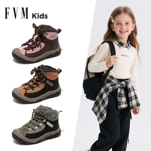 FVM女童鞋子儿童运动登山鞋2025新款秋季小女孩户外轻便高帮大童