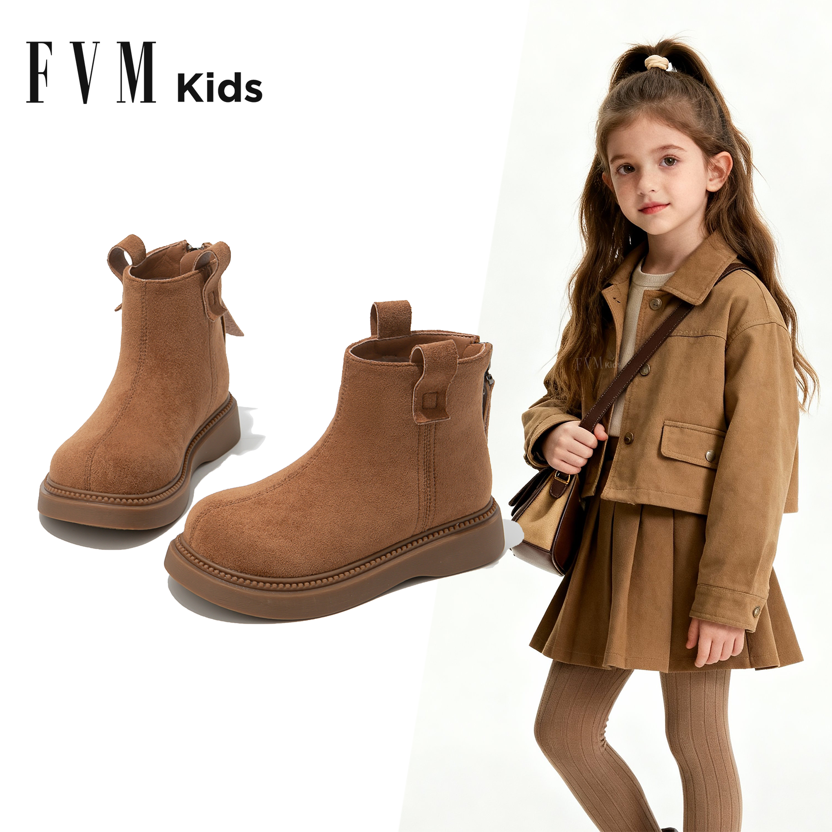 女童靴子加绒马丁皮靴