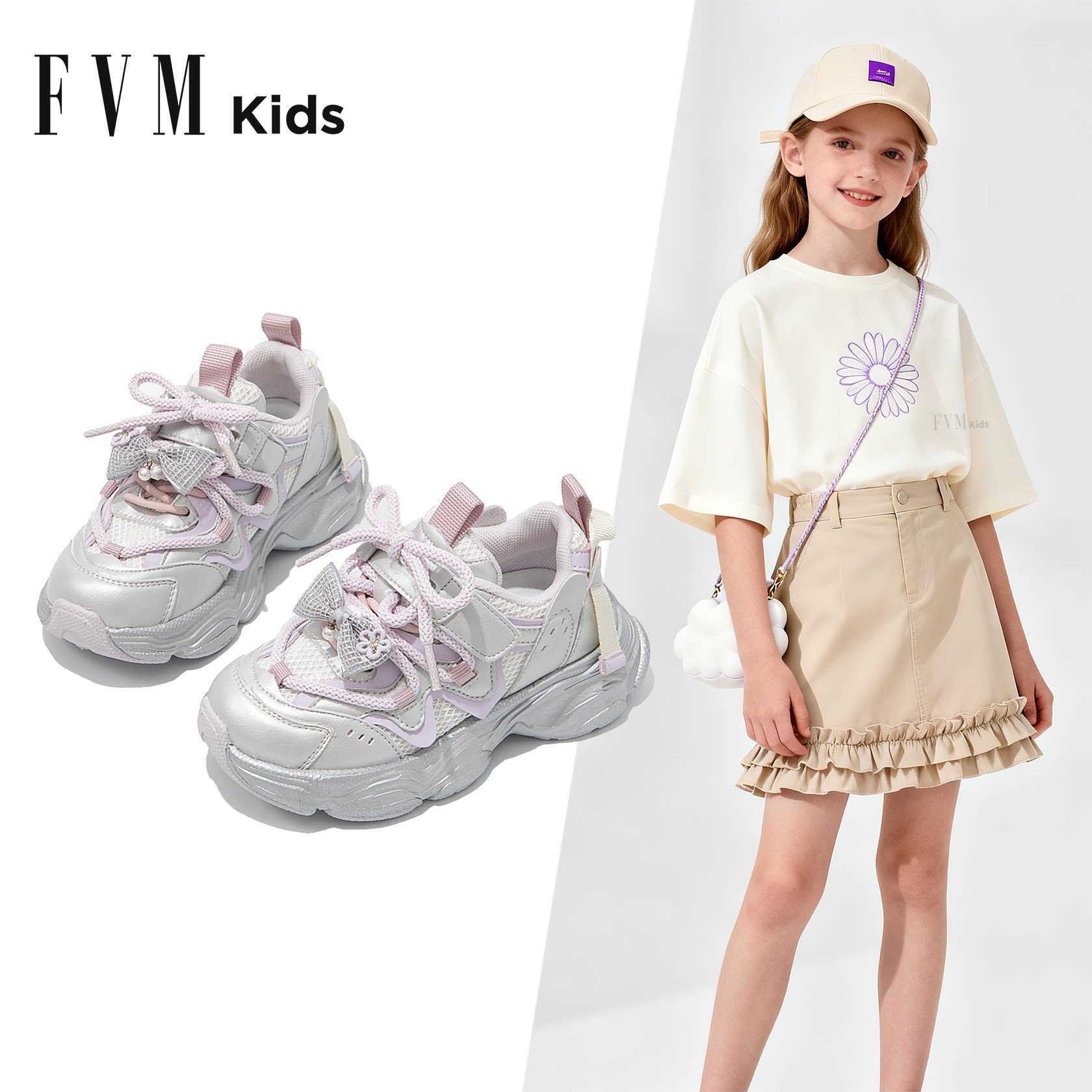 女童鞋子儿童老爹运动网鞋女款2026新款春季网面透气女宝开春软底