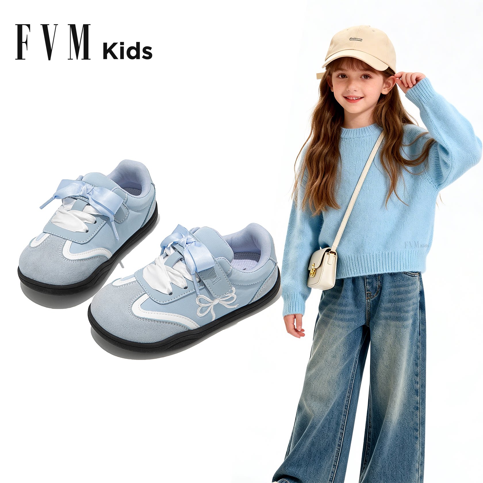 女童鞋子儿童蓝色德训运动板鞋2026新款春季大童休闲女孩春款跑步