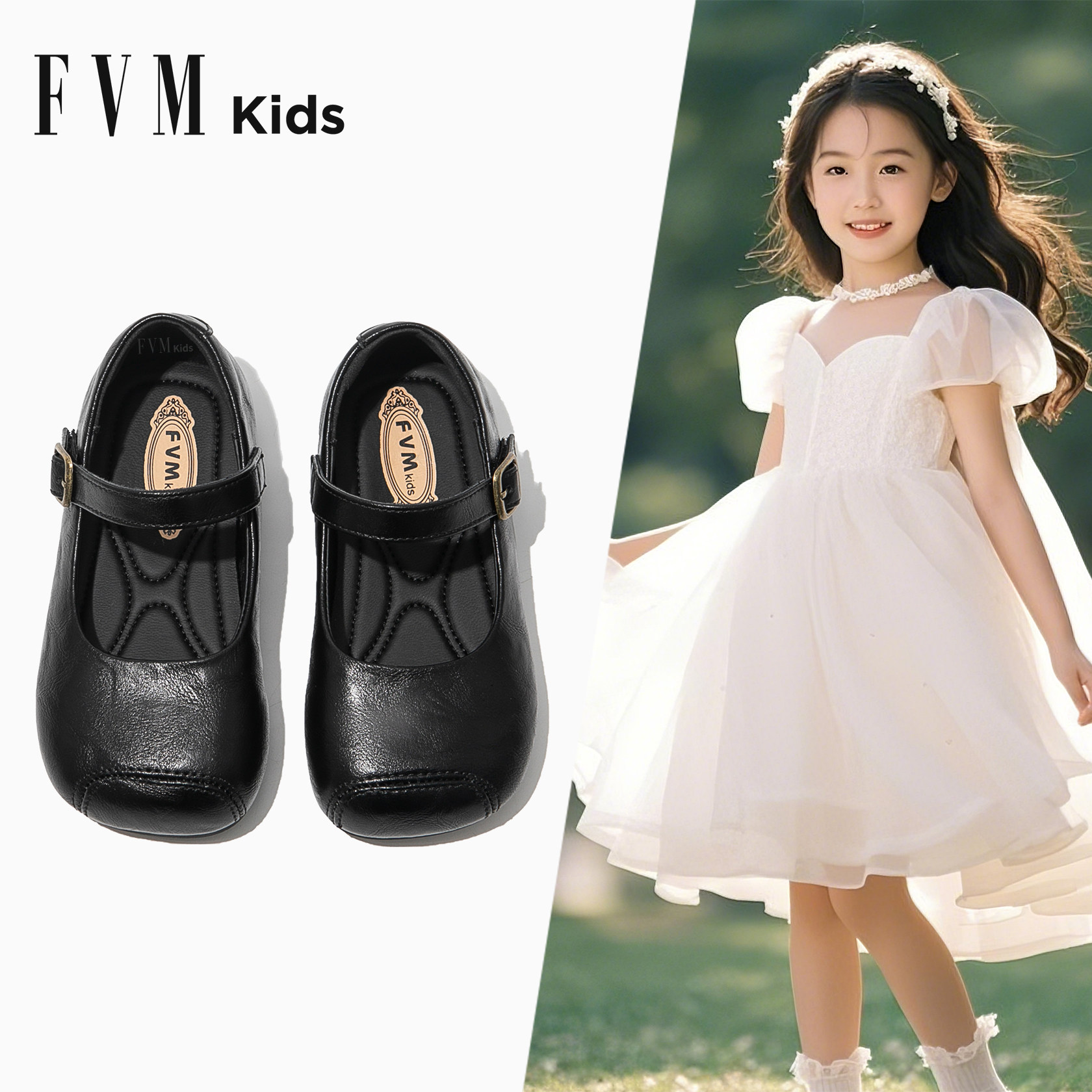 FVM女童公主鞋儿童小皮鞋子2025春秋季新款洋气宝宝黑色豆豆单鞋,童鞋/婴儿鞋/亲子鞋,皮鞋,淘宝优惠券,粉丝福利购,淘宝优惠卷