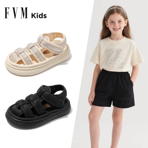 FVM女童鞋子儿童公主罗马凉鞋