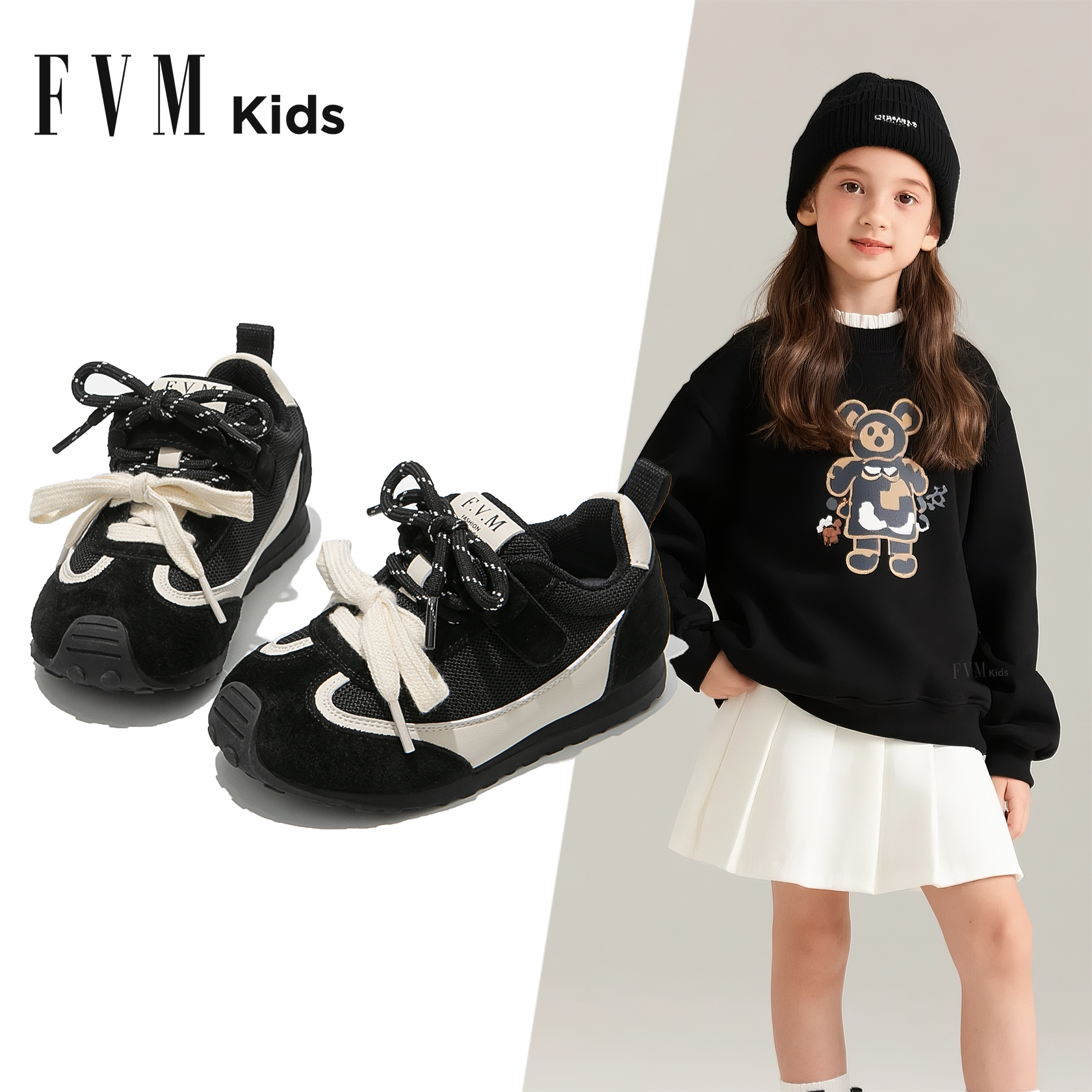 FVM女童鞋子儿童黑色软底德训运动板鞋2025新款爆款秋冬季中大童,童鞋/婴儿鞋/亲子鞋,板鞋,淘宝优惠券,粉丝福利购,淘宝优惠卷