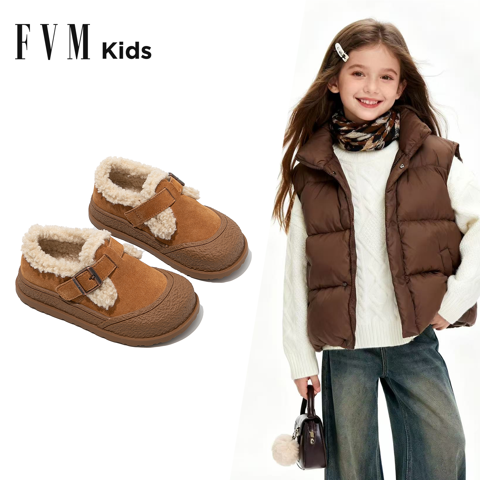 FVM女童棉鞋加绒加厚雪地鞋