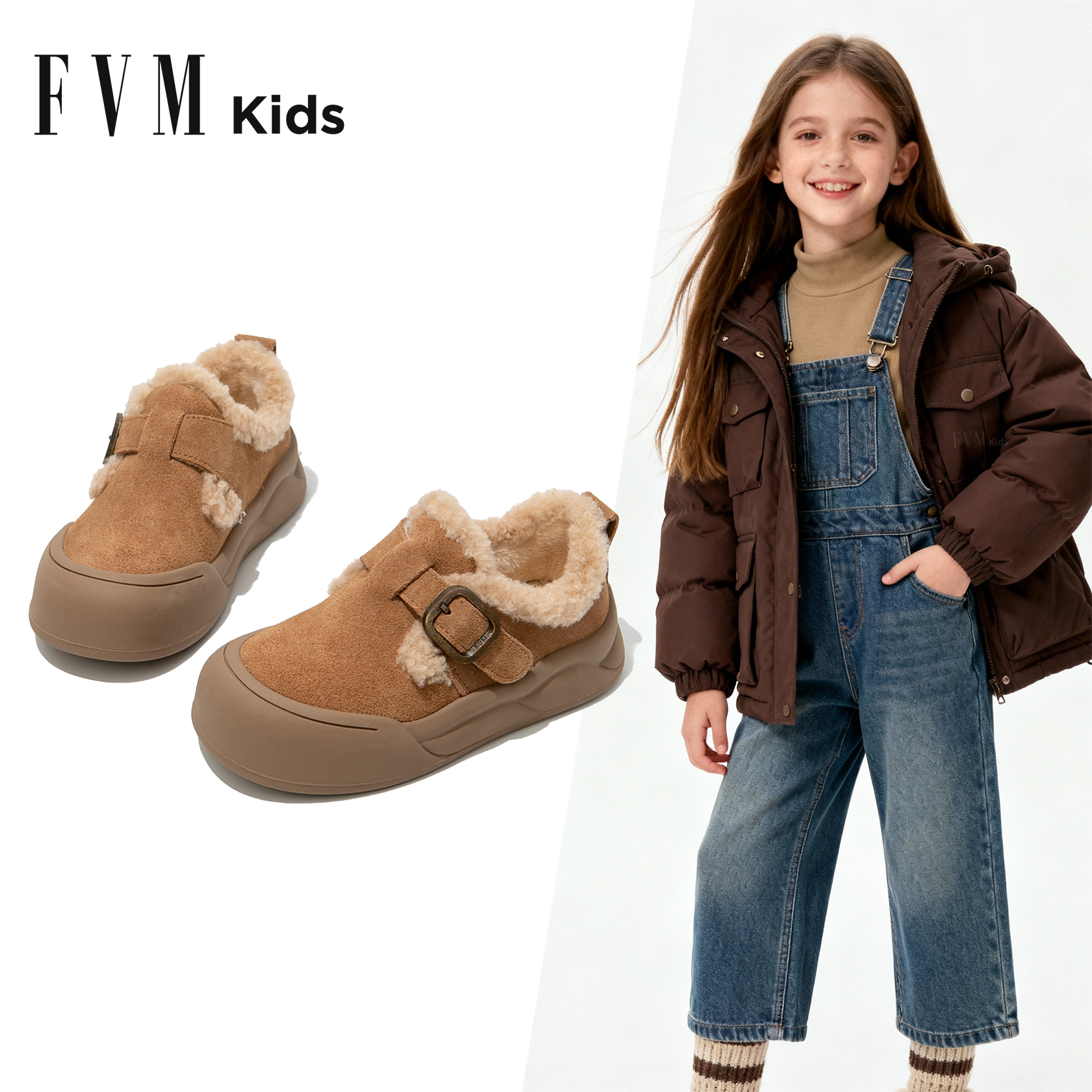 FVM儿童棉鞋冬季女童加绒冬鞋