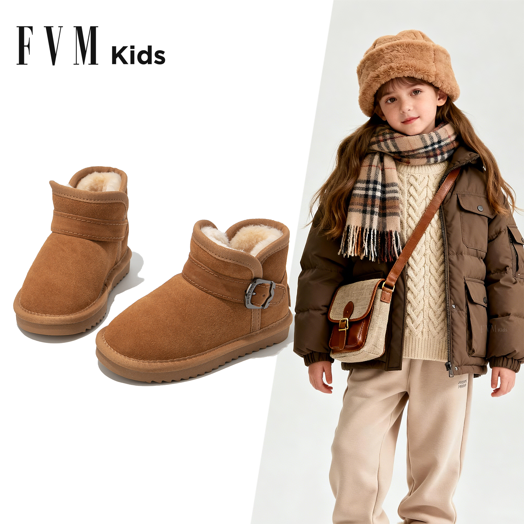 FVM女童雪地靴儿童加绒保暖大棉鞋2026新款冬季中大童超好看冬鞋,童鞋/婴儿鞋/亲子鞋,雪地靴,淘宝优惠券,粉丝福利购,淘宝优惠卷