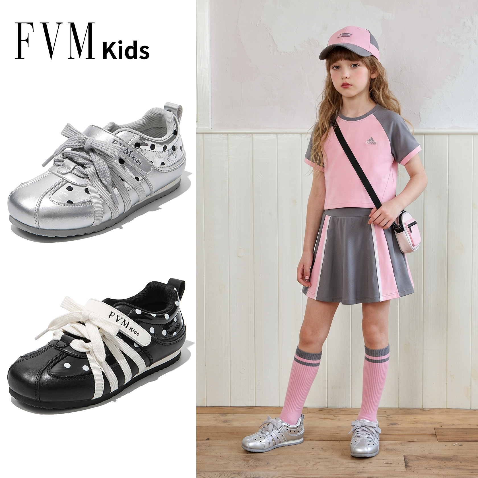 FVM女童鞋子儿童公主运动板鞋