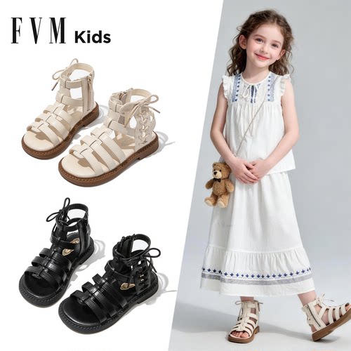 FVM女童鞋子儿童罗马公主凉鞋