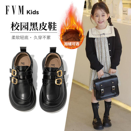 10000+宝妈选择】女童黑色皮鞋