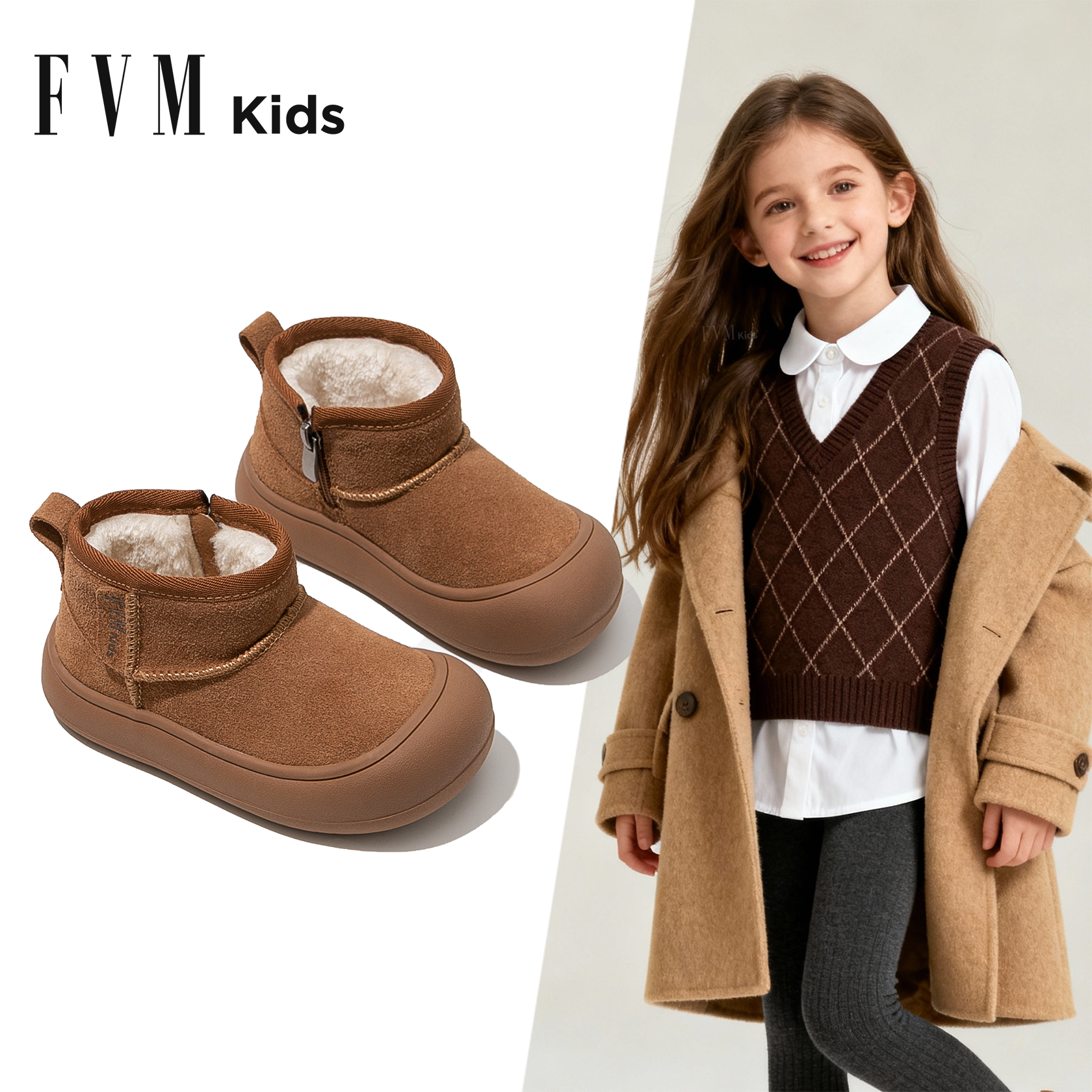 FVM女童棉鞋勃肯鞋儿童潮雪地靴