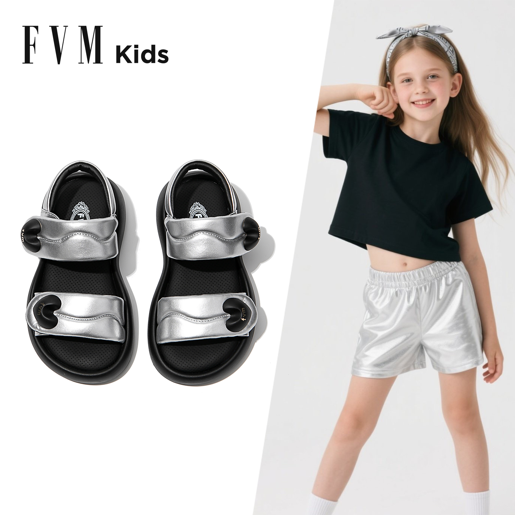 FVM女童鞋子儿童运动凉鞋2025夏季新款夏天宝宝女孩大童软底沙滩