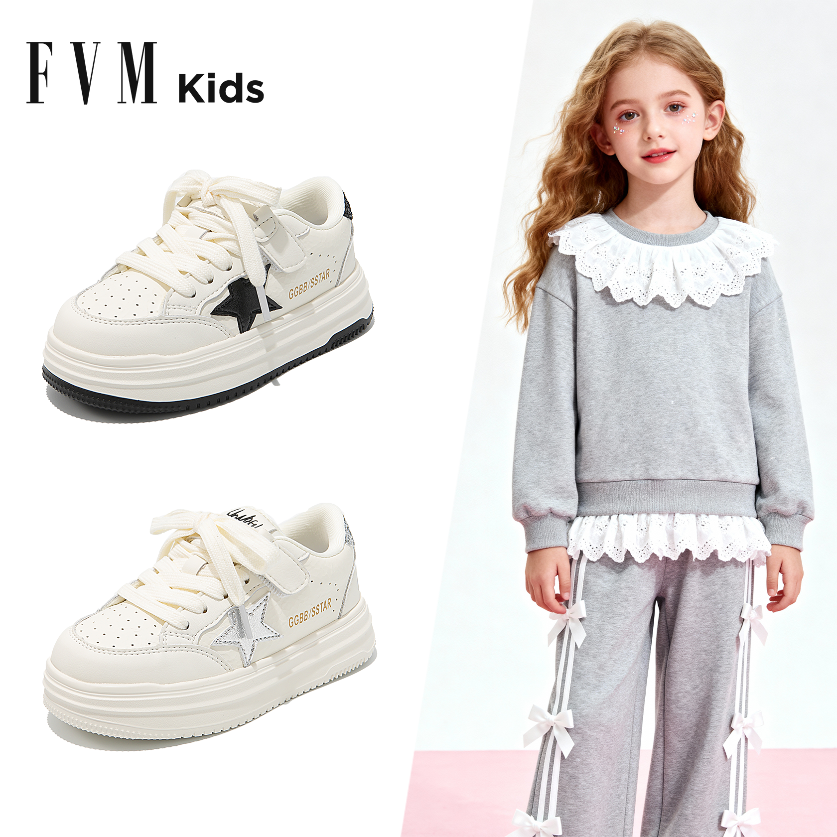 FVM女童鞋子儿童运动板鞋2026新款春季大童轻便透气星星小白女孩,童鞋/婴儿鞋/亲子鞋,板鞋,淘宝优惠券,粉丝福利购,淘宝优惠卷