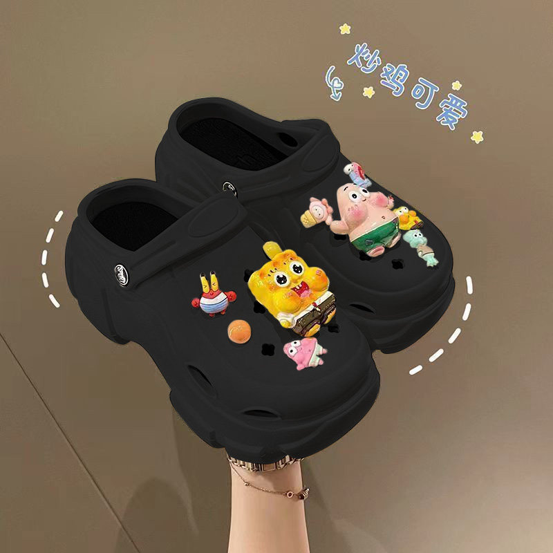 可爱卡通新款松糕底洞洞鞋女夏季