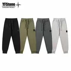 Yfstone American-Style Trendy Brand Stone Autumn and Winter Unisex Sweatpants Solid Color Badge Versatile Casual Loose Jogger Pants