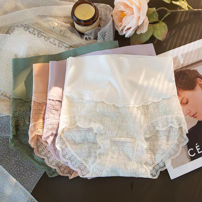 高腰蕾丝收腹内裤女性感夏季薄款