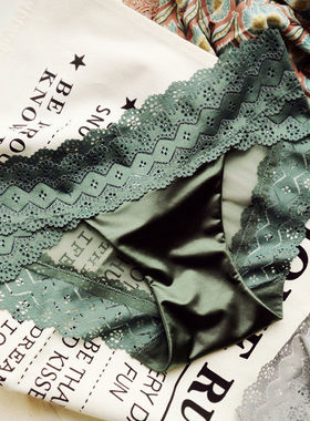 新款蕾丝内裤女中低腰抑菌纯棉裆三角裤夏季欧美复古性感火辣冰丝