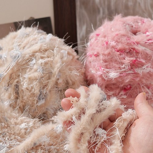 手混线毛线团皮草线包包特色线棒针钩针编织围巾帽子diy发夹柔软