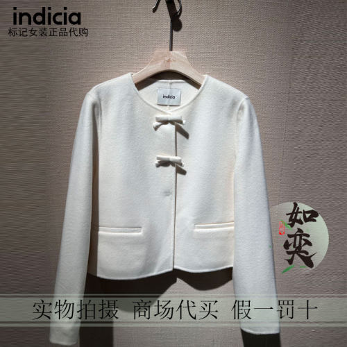 标记indicia正品国内代购专柜26冬蝴蝶结短大衣F2D6DY468C-1689