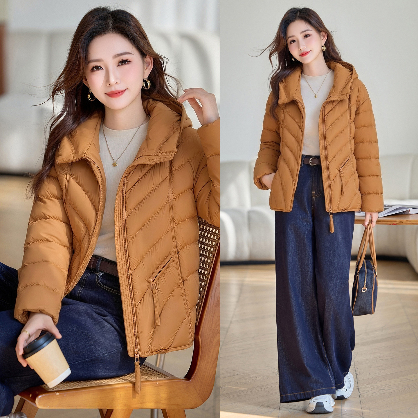 优雅气质立领羽绒服女2026年冬季新款白鸭绒修身减龄百搭保暖外套