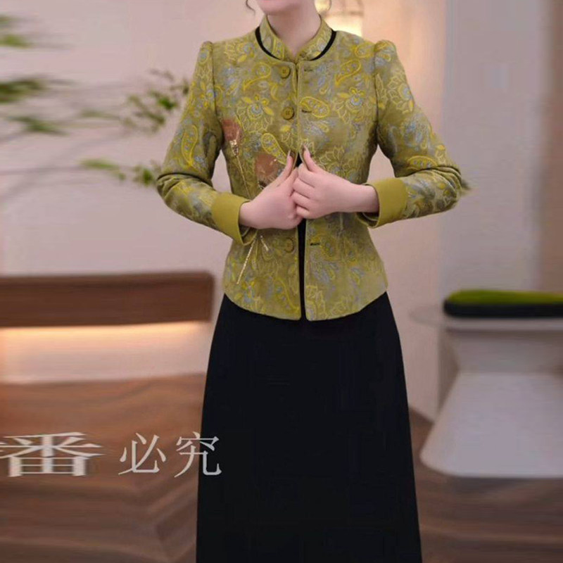 时尚洋气长袖两件套连衣裙女2026年春秋新款妈妈套装裙子