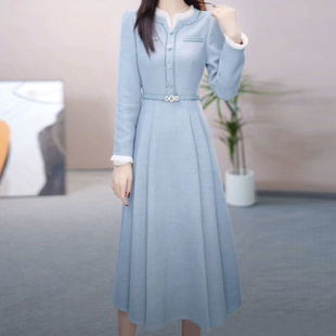 时尚气质高级感连衣裙女2025年秋冬季修身显瘦减龄遮肚中长款裙子