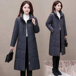通勤简约风翻领棉服女2026年冬季修身显瘦减龄遮肉中长款保暖外套