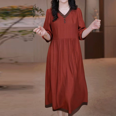 遮肉显瘦简约高级云锦丝连衣裙