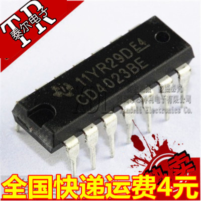 CD4023BE DIP-14 CD4023 全新TI 原装德洲 3输入与非门