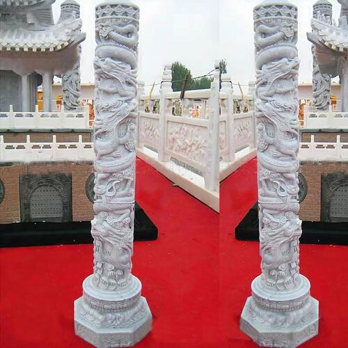 厂家定制汉白玉精雕龙柱文化柱