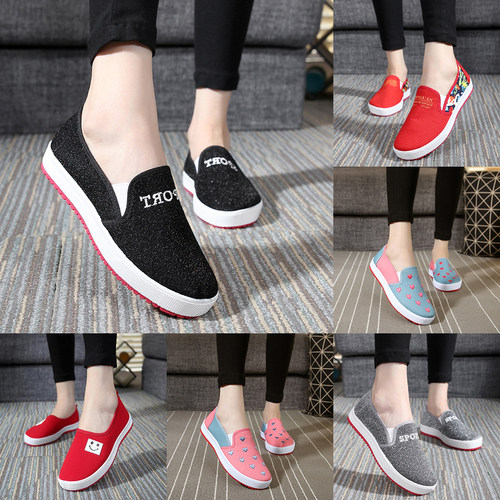 老北京布鞋春秋新款一脚蹬帆布鞋