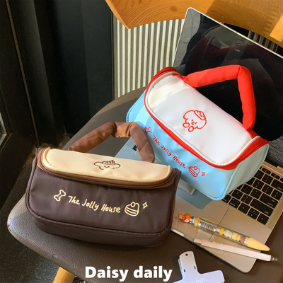 可爱创意小狗刺绣笔袋高颜值ins2025新款大容量文具袋收纳手提包