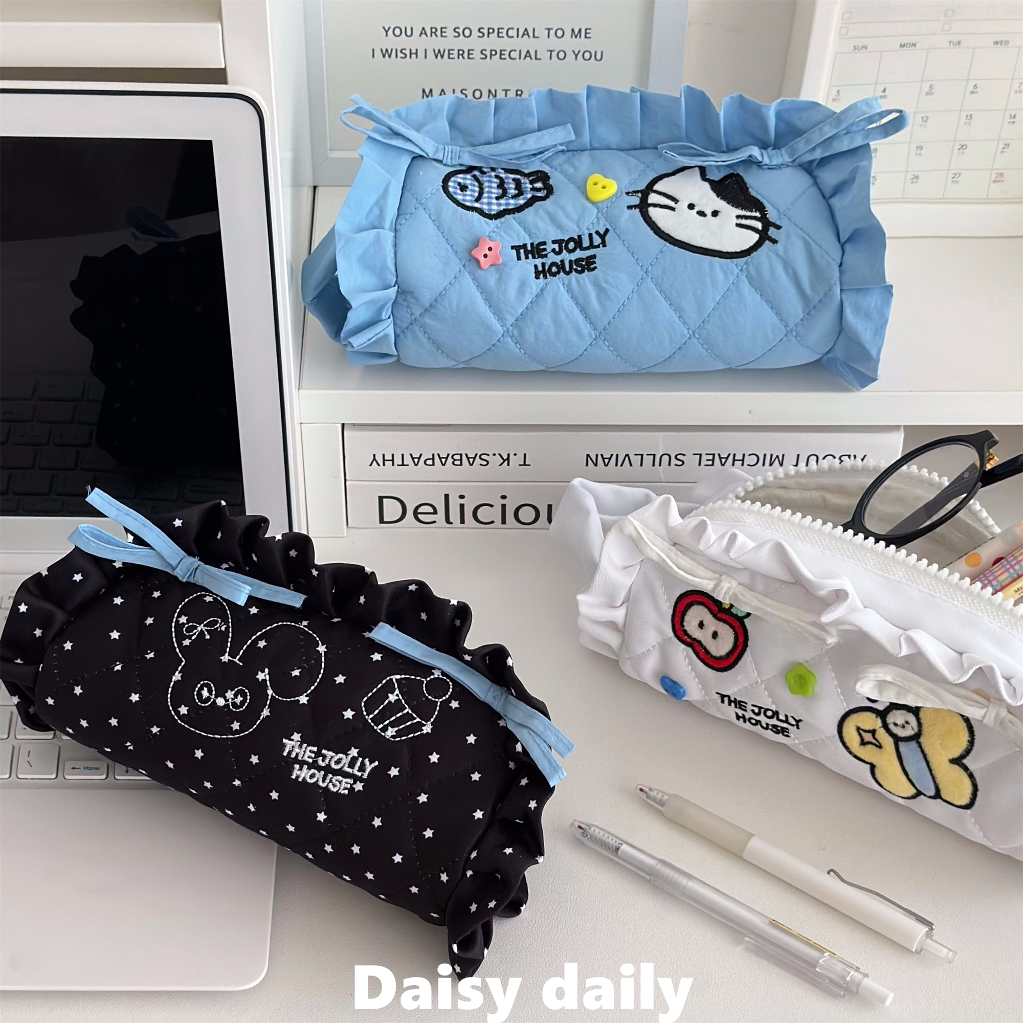 饺子花边少女心笔袋大容量高颜值可爱初高中女学生文具铅笔收纳盒
