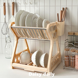 厨房置物架用具晾洗放沥水碗架碗柜碗碟碗筷盘刀收纳盒双层餐具架
