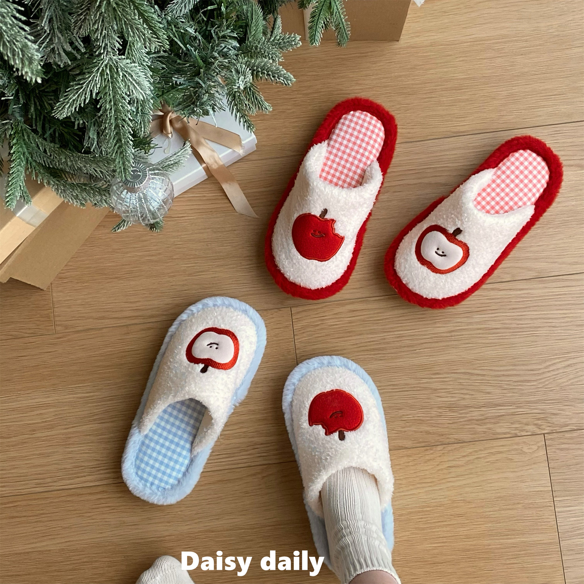 棉拖鞋女冬季可爱红苹果少女心简约毛毛鞋居家地板防滑月子鞋假日,居家布艺,居家棉拖/棉鞋,淘宝优惠券,粉丝福利购,淘宝优惠卷