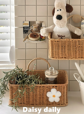 姜蒜收纳筐厨房葱大蒜壁挂篮新款仿藤编织篮鸡蛋篮手提水果篮子