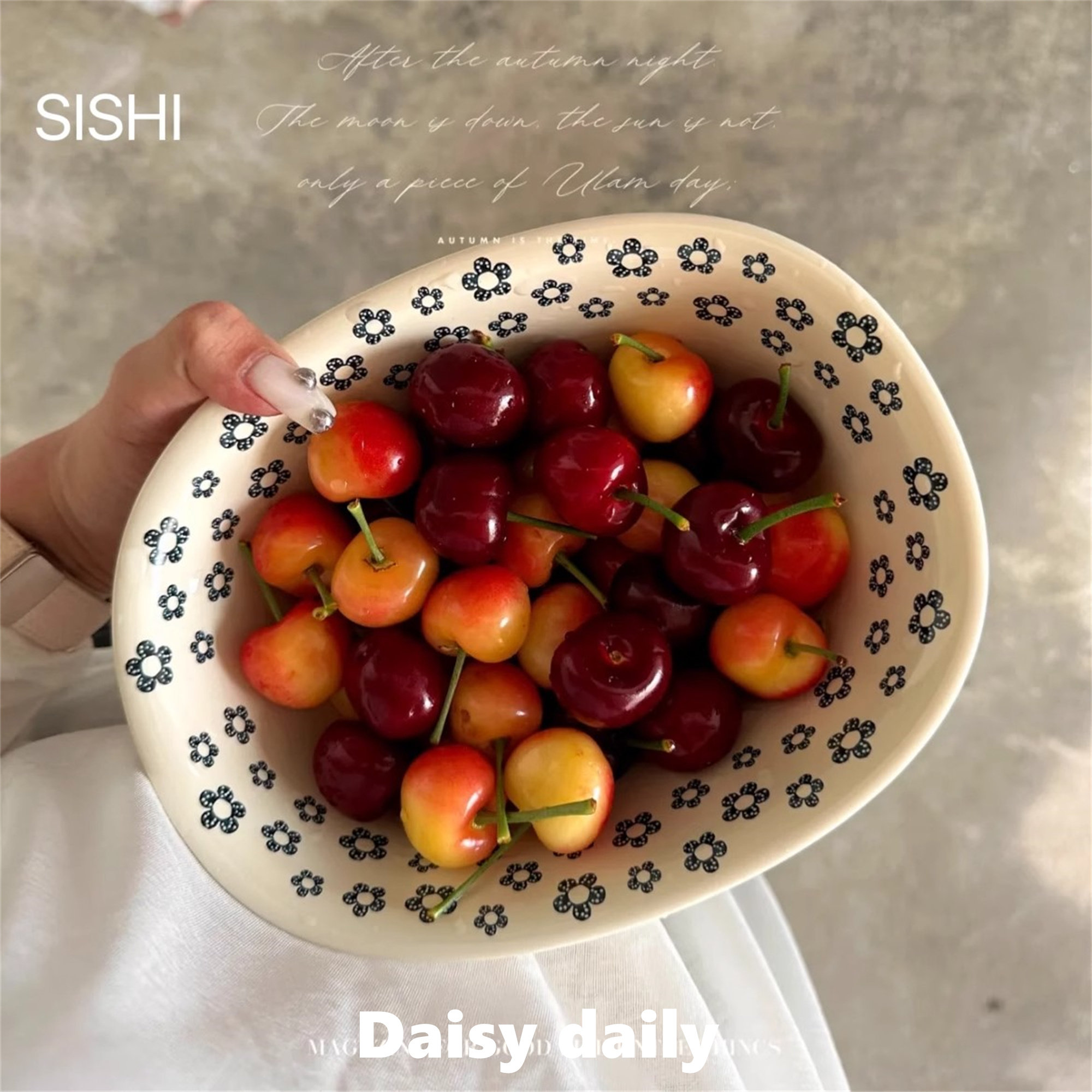 日式复古家用陶瓷碗不规则蓝朵沙拉碗面碗水果点心碗浴缸造型酸奶