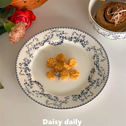 中式复古蓝碎花系列餐具典雅碗盘早餐盘甜品盘米饭碗古韵有格调