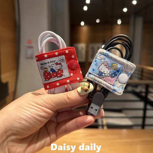 可爱猫咪数据线收纳器便携整理线神器绕线器充电线耳机绑带集线器