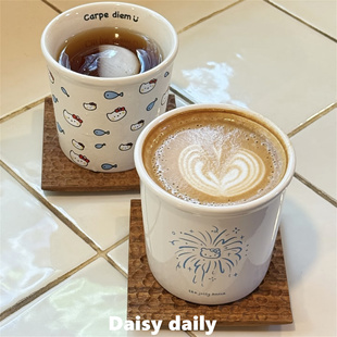 猫咪烟花ins高颜值咖啡杯陶瓷马克杯早餐杯牛奶杯礼盒装情侣礼物