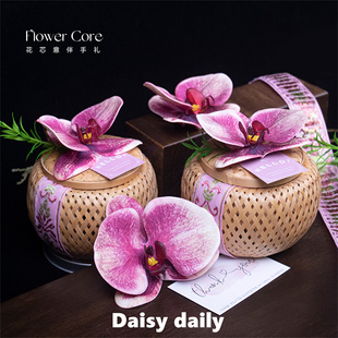 新中式几结婚蝴蝶兰喜糖盒子小众高级婚礼伴手礼订婚编织竹篮礼盒