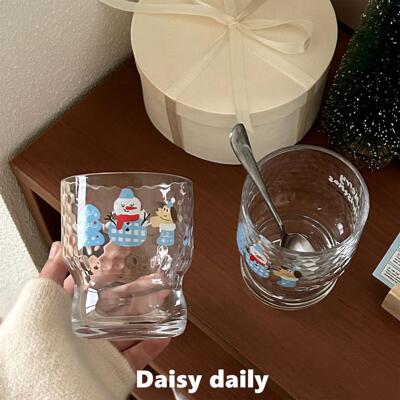 韩式雪人小狗玻璃杯创意礼物