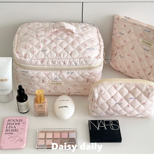 奶呼呼 丝带小熊化妆包大容量旅行便携洗漱包包学生手拿包三件套