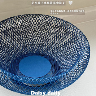 创意铁艺鸟巢克莱因水果篮网状水果盘客厅茶几家用零食干果摆放盘