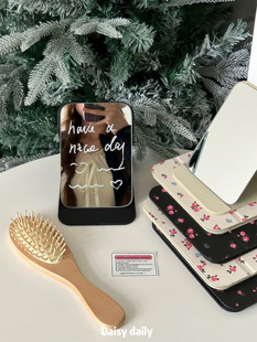 碎花桌面折叠化妆镜随身旅行便携学生宿舍桌上梳妆台式 可立小镜子