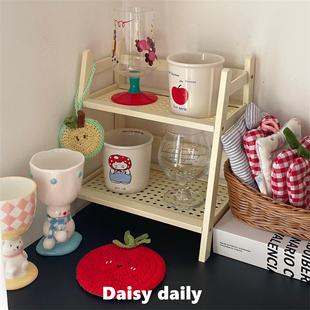 奶白桌面置物架ins风学生宿舍书架加大卧室办公厨房杯架整理收纳