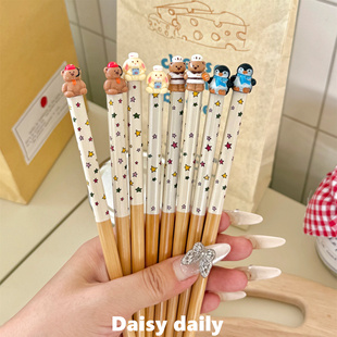 礼盒装 楠木筷子送人礼物 ins风星星立体可爱卡通筷子家用2025新款