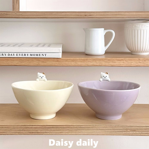 小猫立体高颜值陶瓷ins饭碗家用可爱酸奶沙拉送人礼物餐具盘子