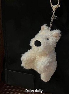 迷你白色西高地挂件11cm可爱挂件随身携带包包挂件钥匙扣情侣公仔